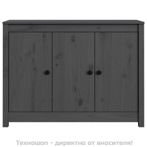Сайдборд, сив, 100x35x74 см, бор масив