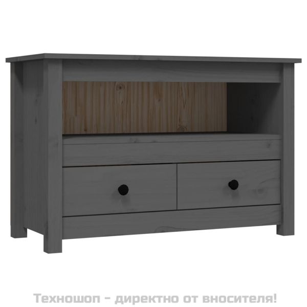 ТВ шкаф, сив, 79x35x52 см, бор масив
