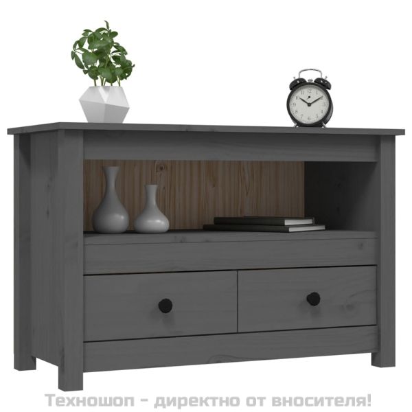 ТВ шкаф, сив, 79x35x52 см, бор масив