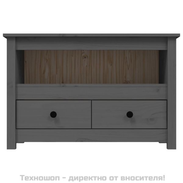 ТВ шкаф, сив, 79x35x52 см, бор масив