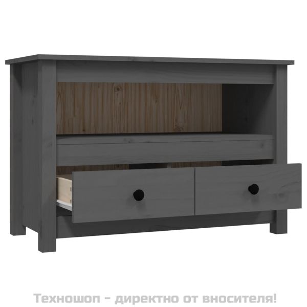 ТВ шкаф, сив, 79x35x52 см, бор масив