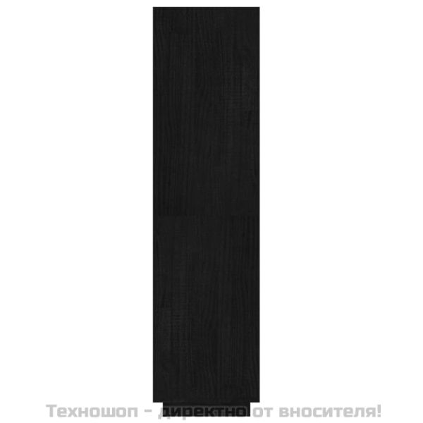 Библиотека/разделител за стая, черна, 60x35x135 см, бор масив
