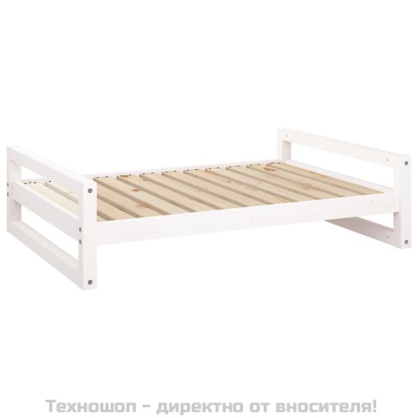Кучешко легло, бяло, 105,5x75,5x28 см, борова дървесина масив