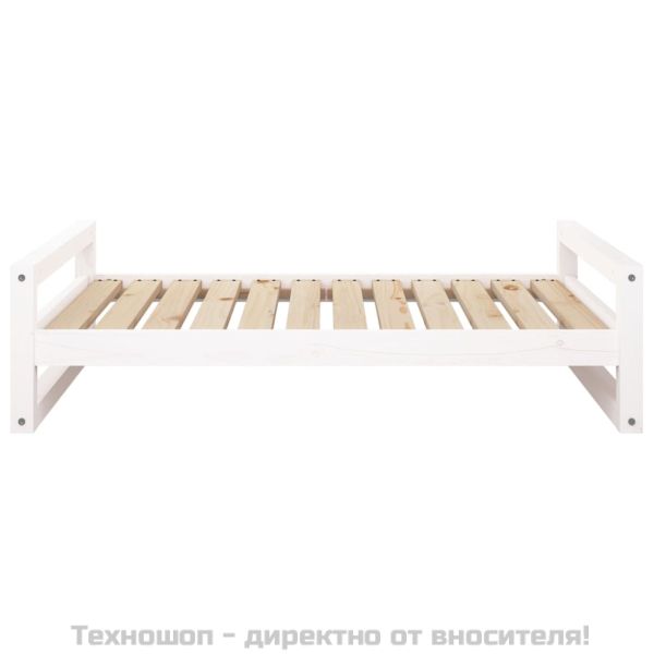 Кучешко легло, бяло, 105,5x75,5x28 см, борова дървесина масив