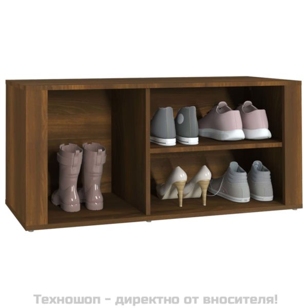 Шкаф за обувки, кафяв дъб, 100x35x45 см, инженерно дърво