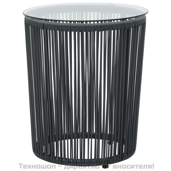 Бистро комплект от 3 части с възглавници, PE ратан, сиво