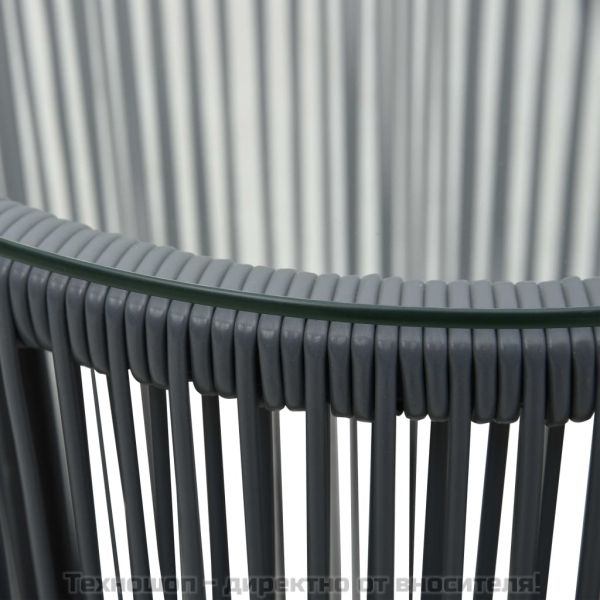 Бистро комплект от 3 части с възглавници, PE ратан, сиво