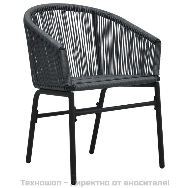 Бистро комплект от 3 части с възглавници, PE ратан, сиво