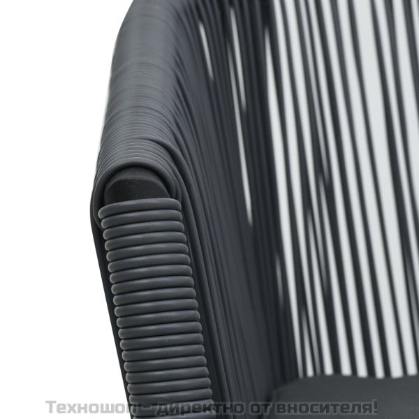 Бистро комплект от 3 части с възглавници, PE ратан, сиво