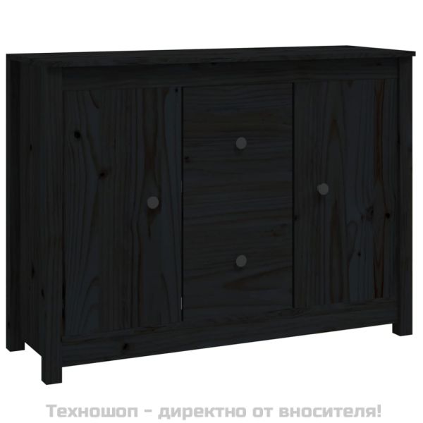 Сайдборд, черен, 100x35x74 см, бор масив