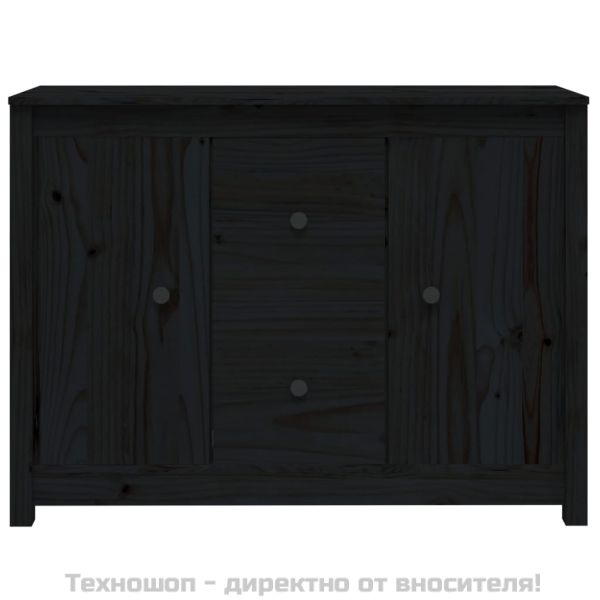 Сайдборд, черен, 100x35x74 см, бор масив