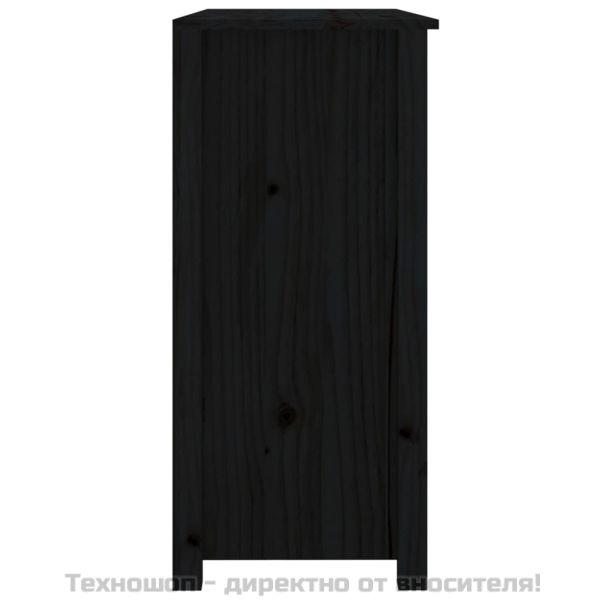 Сайдборд, черен, 100x35x74 см, бор масив