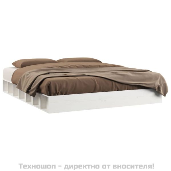 Рамка за легло бяла 120x200 см масивно дърво