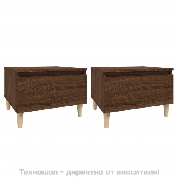 Странични маси, 2 бр, Кафяв дъб, 50x46x35 см, инженерно дърво