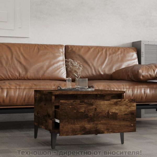 Странична маса, опушен дъб, 50x46x35 см, инженерно дърво