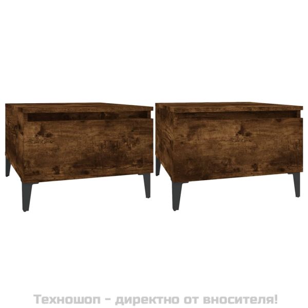 Странични маси, 2 бр, опушен дъб, 50x46x35 см, инженерно дърво