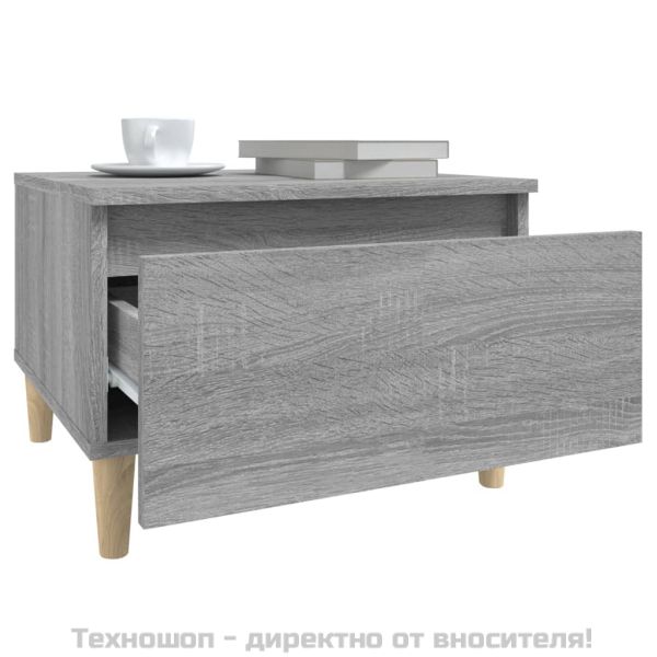 Странична маса, сив сонома, 50x46x35 см, инженерно дърво