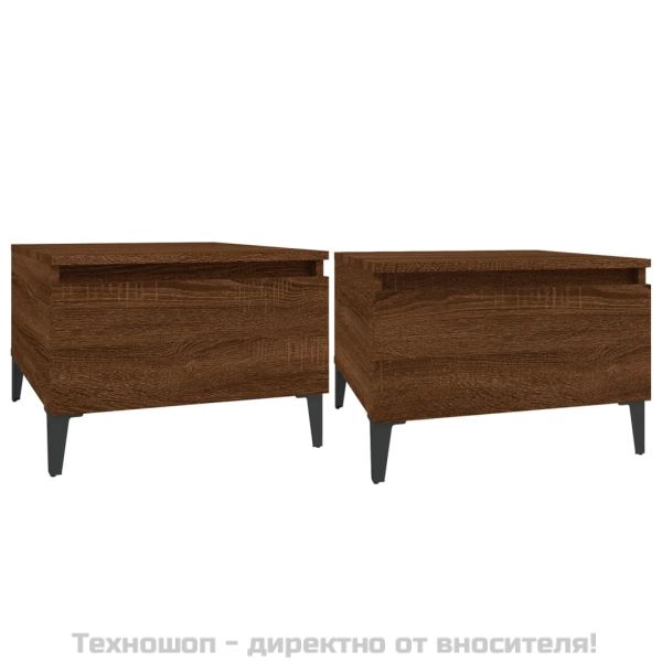 Странични маси, 2 бр, Кафяв дъб, 50x46x35 см, инженерно дърво