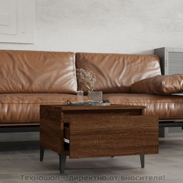 Странични маси, 2 бр, Кафяв дъб, 50x46x35 см, инженерно дърво