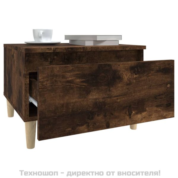 Странична маса, опушен дъб, 50x46x35 см, инженерно дърво