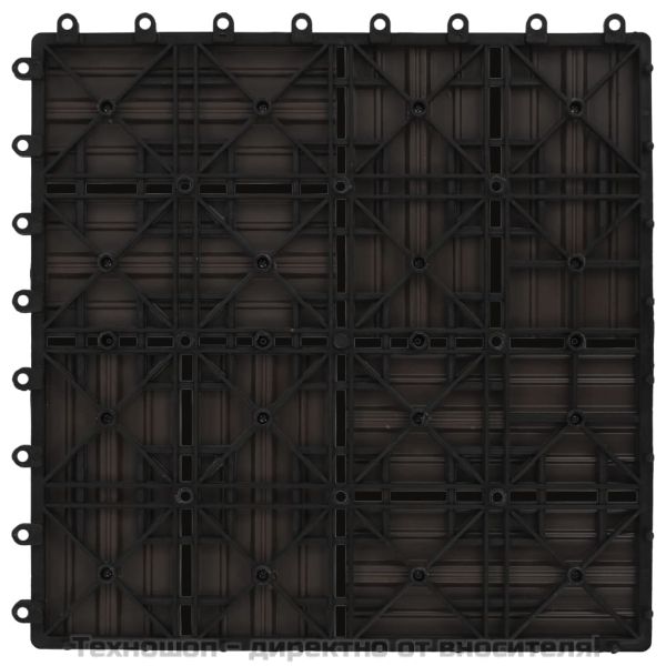 11 бр декинг плочки, WPC, 30x30 см, 1 кв.м., тъмнокафяви