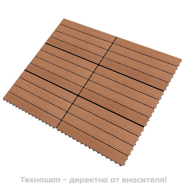 WPC плочки, 60х30 см, 6 бр, 1 м², кафяви