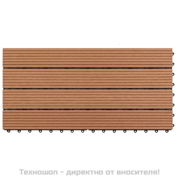 WPC плочки, 60х30 см, 6 бр, 1 м², кафяви