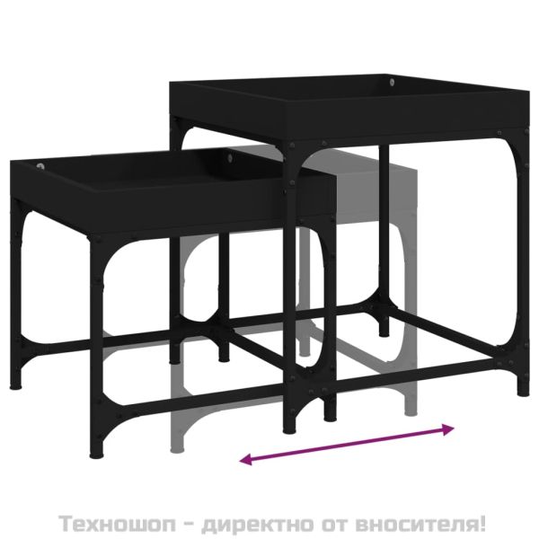 Странични маси, 2 бр, черни, инженерно дърво