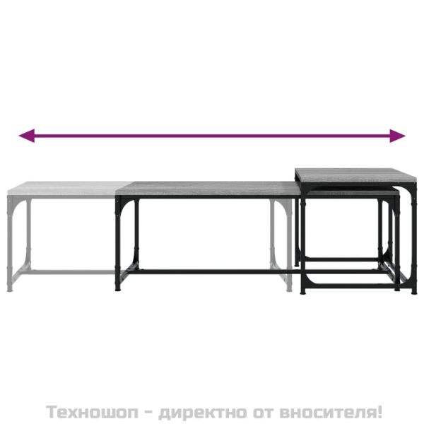 Кафе маси, 2 бр, сив сонома, инженерно дърво