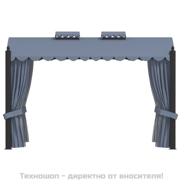 Градинска шатра със завеси, 3x4 м, антрацит, стомана
