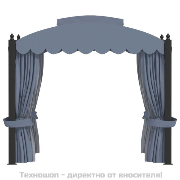 Градинска шатра със завеси, 3x4 м, антрацит, стомана