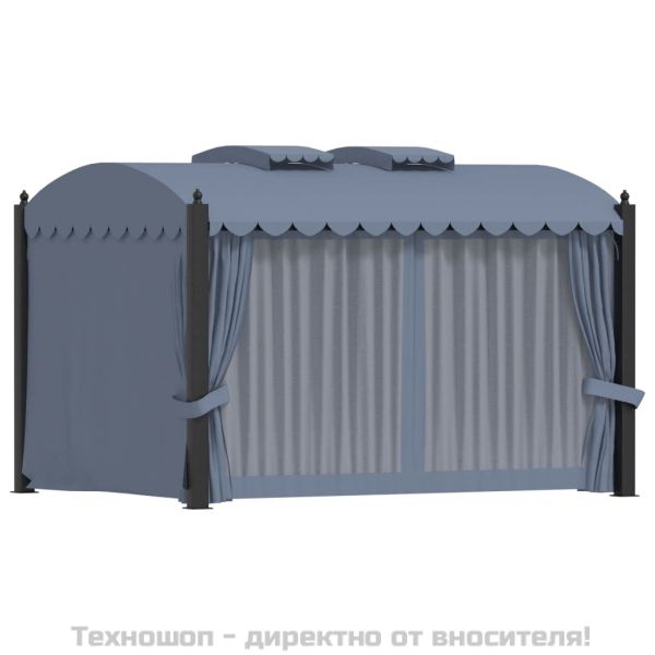Градинска шатра със завеси, 3x4 м, антрацит, стомана