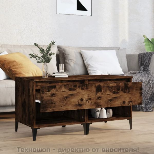 Странични маси, 2 бр, опушен дъб, 50x46x50 см, инженерно дърво