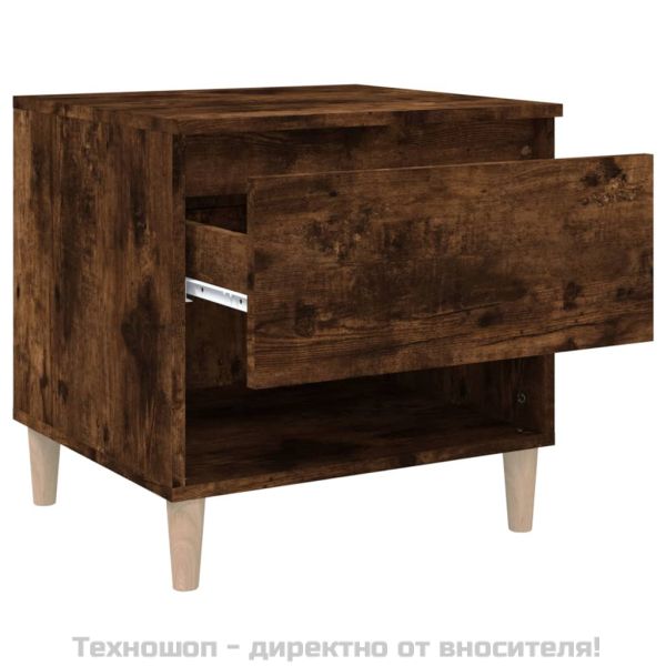 Нощна масичка, опушен дъб, 50x46x50 см, инженерно дърво