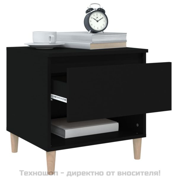 Нощни масички, 2 бр, черни, 50x46x50 см, инженерно дърво