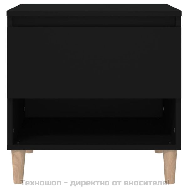 Нощни масички, 2 бр, черни, 50x46x50 см, инженерно дърво