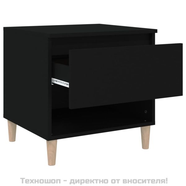Нощни масички, 2 бр, черни, 50x46x50 см, инженерно дърво