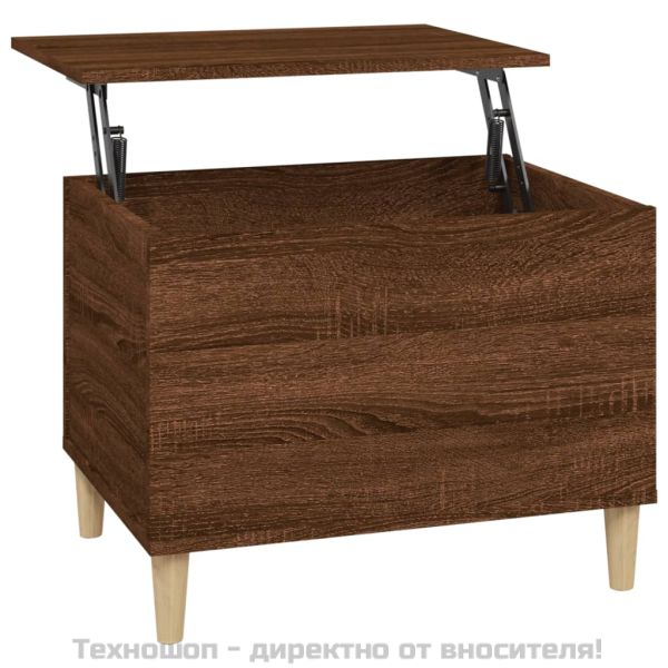 Маса за кафе, кафяв дъб, 60x44,5x45 см, инженерно дърво