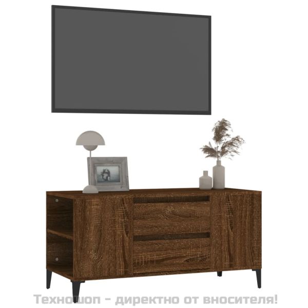 ТВ шкаф, кафяв дъб, 102x44,5x50 см, инженерно дърво