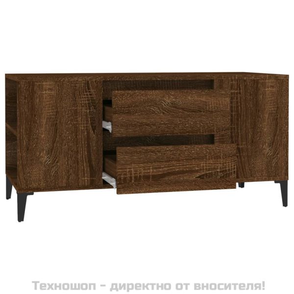ТВ шкаф, кафяв дъб, 102x44,5x50 см, инженерно дърво