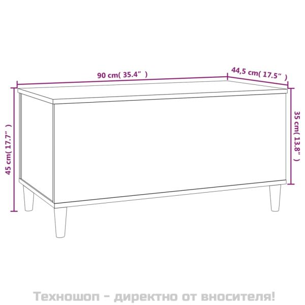 Кафе маса, бетонно сива, 90x44,5x45 см, инженерно дърво