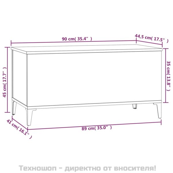 Маса за кафе, кафяв дъб, 90x44,5x45 см, инженерно дърво