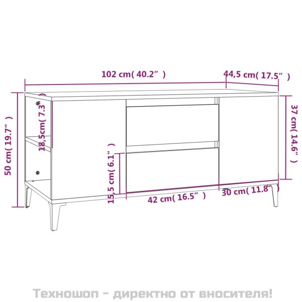 ТB шкаф, сив сонома, 102x44,5x50 см, инженерно дърво