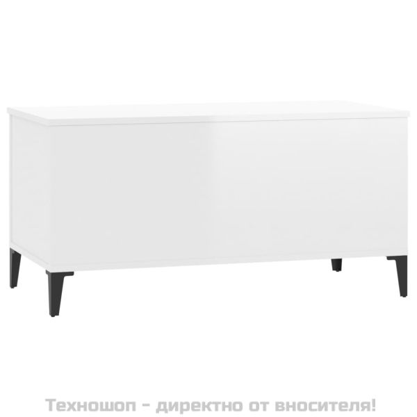Кафе маса, бял гланц, 90x44,5x45 см, инженерно дърво