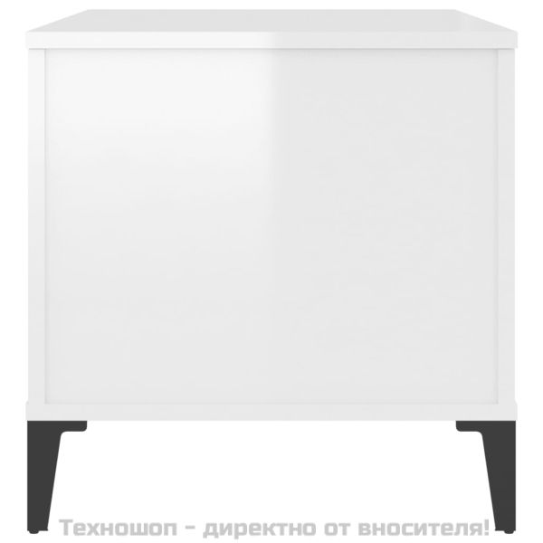 Кафе маса, бял гланц, 90x44,5x45 см, инженерно дърво