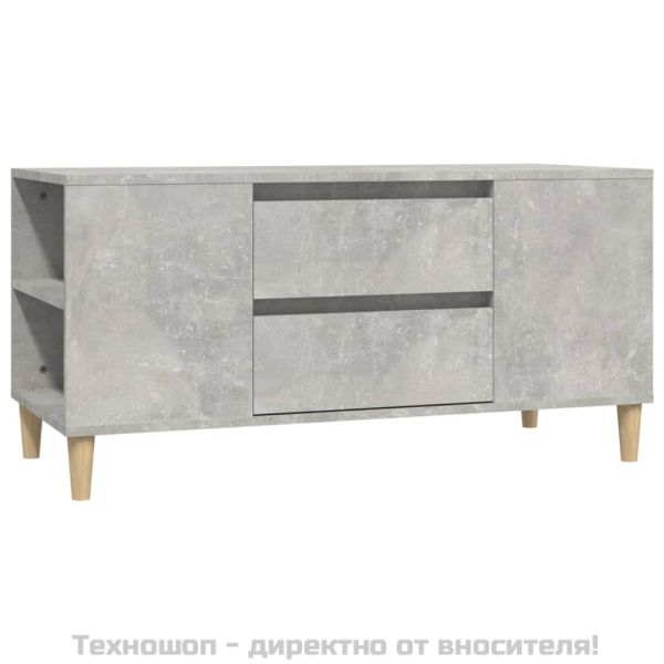 ТВ шкаф, бетонно сиво, 102x44,5x50 см, инженерно дърво