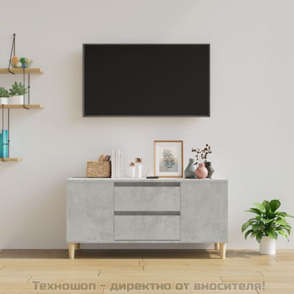 ТВ шкаф, бетонно сиво, 102x44,5x50 см, инженерно дърво