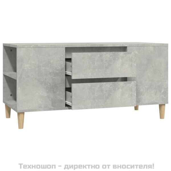ТВ шкаф, бетонно сиво, 102x44,5x50 см, инженерно дърво