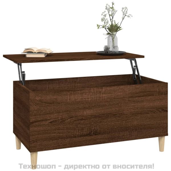 Маса за кафе, кафяв дъб, 90x44,5x45 см, инженерно дърво