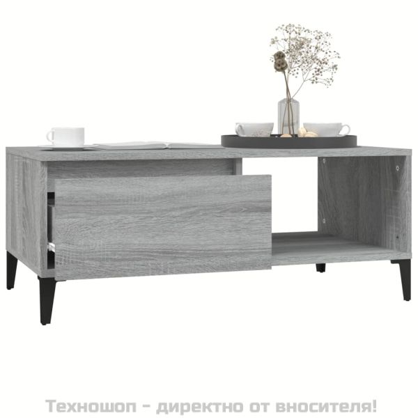 Кафе маса, сив сонома, 90x50x36,5 см, инженерно дърво